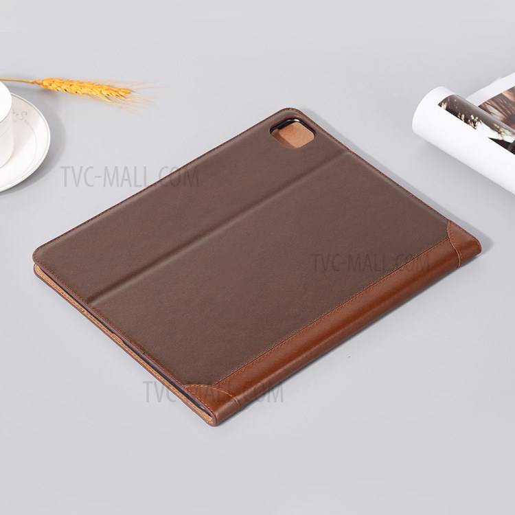 Contrast Color Wallet Stand Leather Smart Case for iPad Pro 12.9-inch (2020)/(2018) - Brown-8