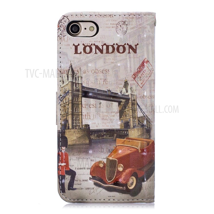 Light Spot Decor Pattern Printing Leather Wallet Case for iPhone SE (2nd Generation)/8/7 - Tower Bridge of London-3