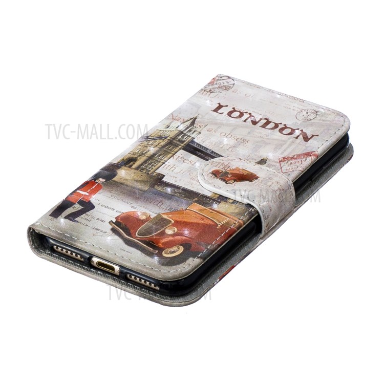 Light Spot Decor Pattern Printing Leather Wallet Case for iPhone SE (2nd Generation)/8/7 - Tower Bridge of London-6