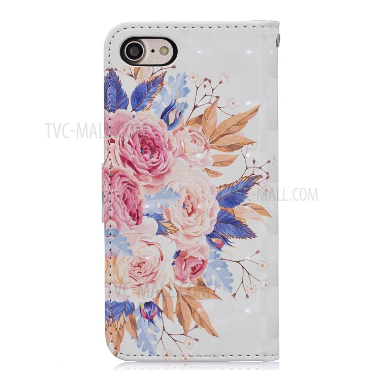 Light Spot Decor Pattern Printing Leather Wallet Case for iPhone SE (2nd Generation)/8/7 - Vivid Flowers-2
