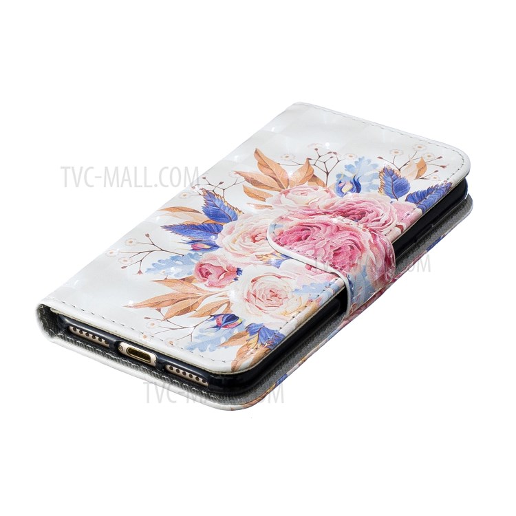 Light Spot Decor Pattern Printing Leather Wallet Case for iPhone SE (2nd Generation)/8/7 - Vivid Flowers-5
