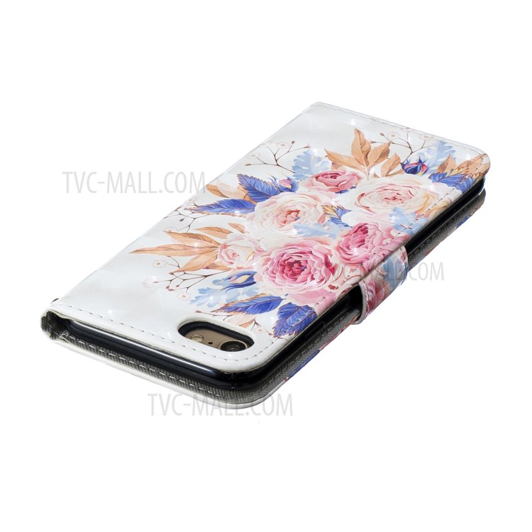Light Spot Decor Pattern Printing Leather Wallet Case for iPhone SE (2nd Generation)/8/7 - Vivid Flowers-6
