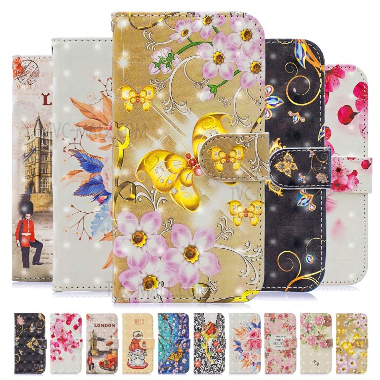 Light Spot Decor Pattern Printing Leather Wallet Case for iPhone SE (2nd Generation)/8/7 - Flowers and Gold Butterfly-9