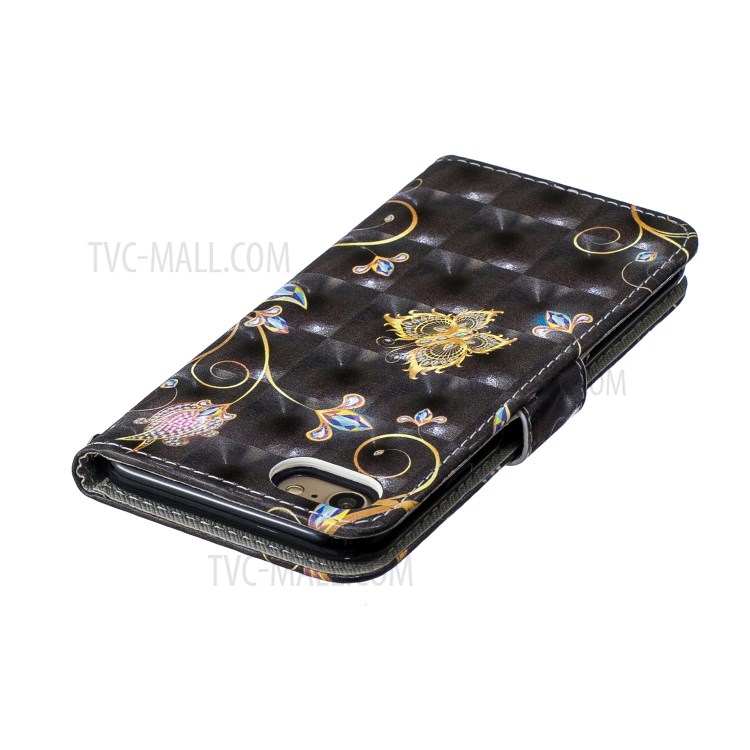 Light Spot Decor Pattern Printing Leather Wallet Case for iPhone SE (2nd Generation)/8/7 - Butterfly and Flower-6