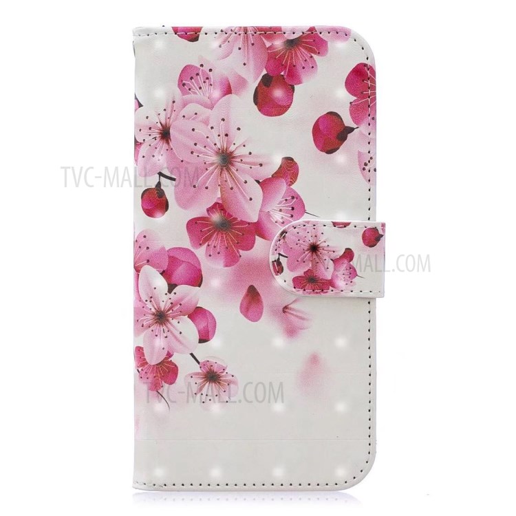 Light Spot Decor Pattern Printing Leather Wallet Case for iPhone SE (2nd Generation)/8/7 - Peach Blossom-1