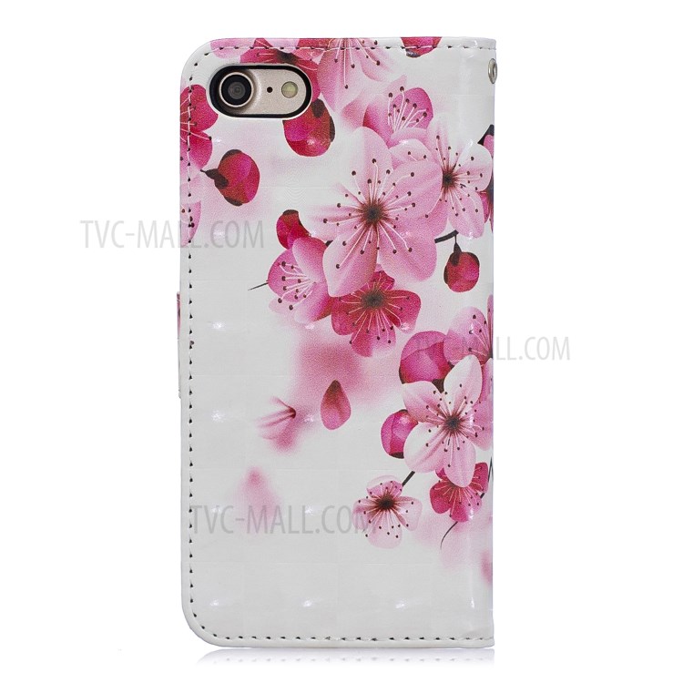 Light Spot Decor Pattern Printing Leather Wallet Case for iPhone SE (2nd Generation)/8/7 - Peach Blossom-2