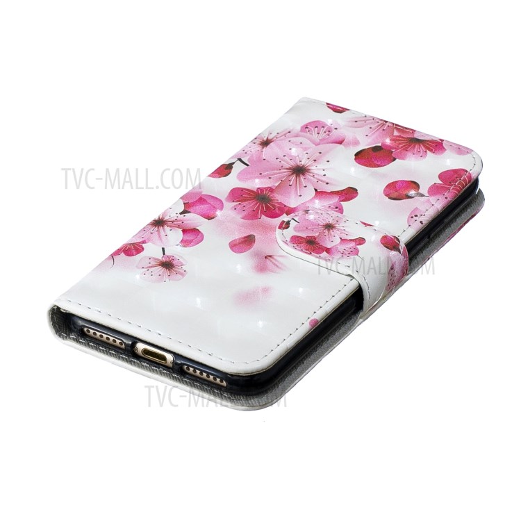 Light Spot Decor Pattern Printing Leather Wallet Case for iPhone SE (2nd Generation)/8/7 - Peach Blossom-5