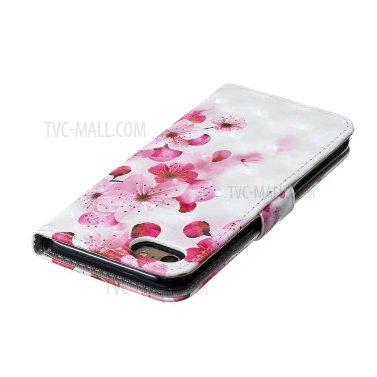 Light Spot Decor Pattern Printing Leather Wallet Case for iPhone SE (2nd Generation)/8/7 - Peach Blossom-6