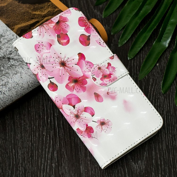 Light Spot Decor Pattern Printing Leather Wallet Case for iPhone SE (2nd Generation)/8/7 - Peach Blossom-7
