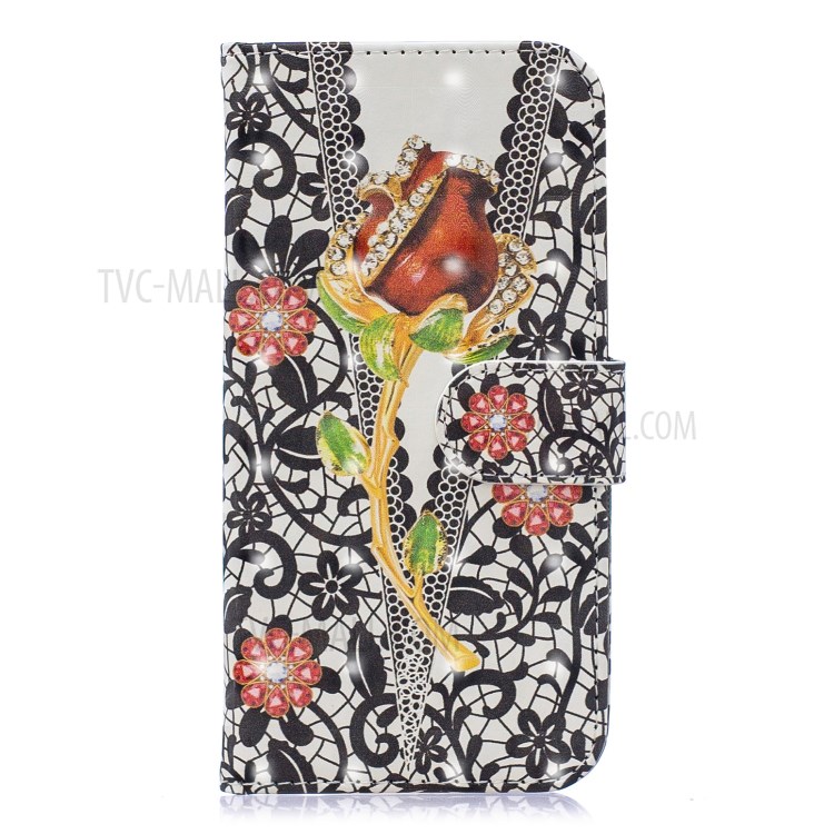 Light Spot Decor Pattern Printing Leather Wallet Case for iPhone SE (2nd Generation)/8/7 - Rose Flowers-1