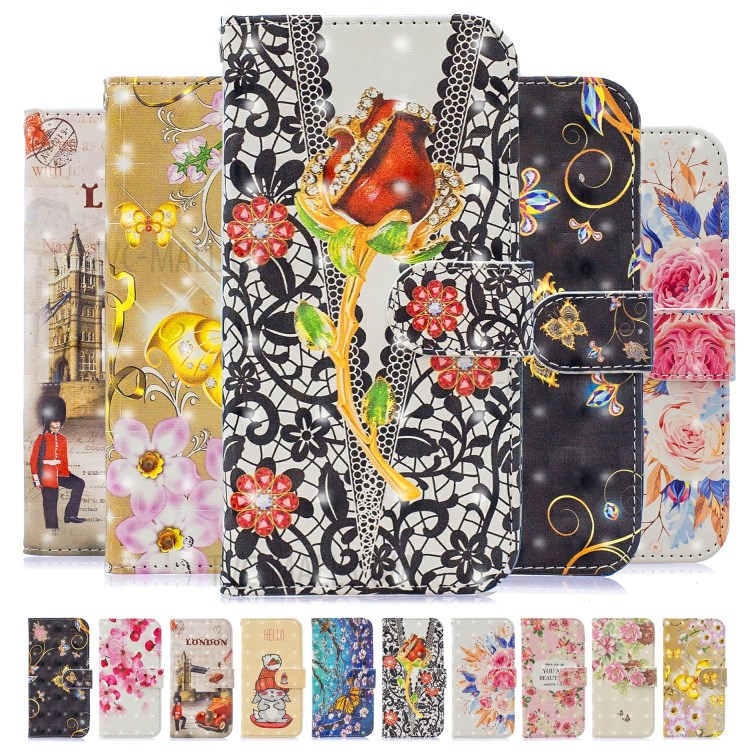 Light Spot Decor Pattern Printing Leather Wallet Case for iPhone SE (2nd Generation)/8/7 - Rose Flowers-8