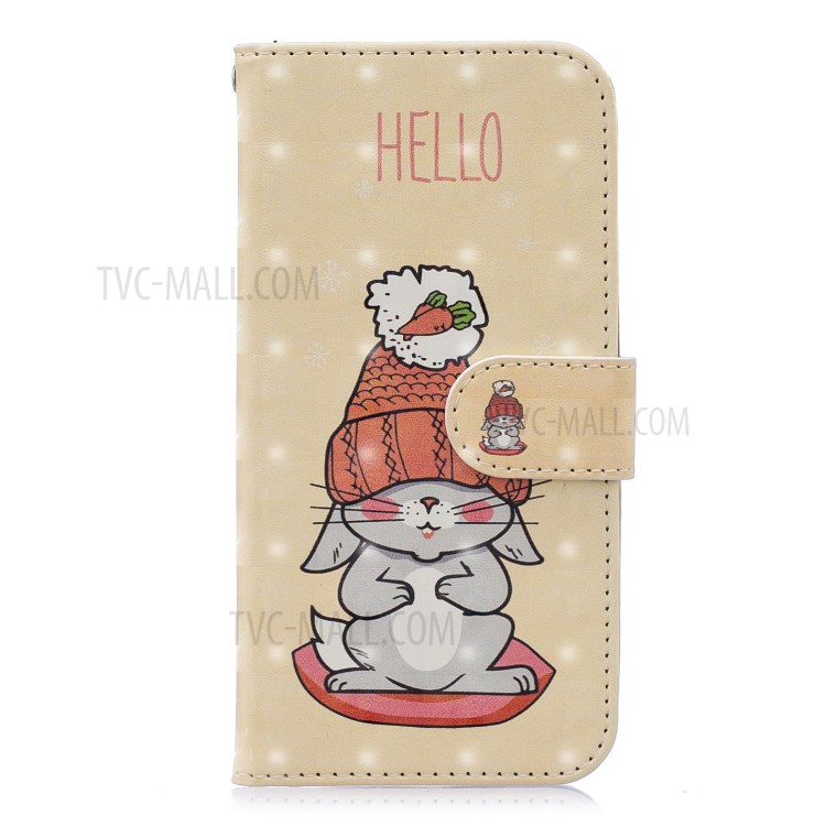 Light Spot Decor Pattern Printing Leather Wallet Case for iPhone SE (2nd Generation)/8/7 - Cartoon Pattern-1