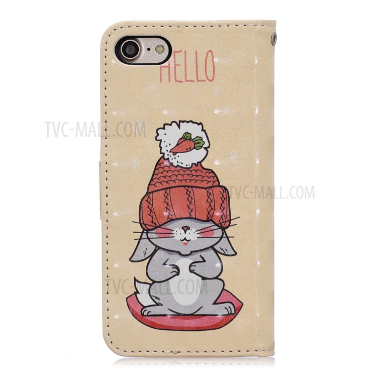Light Spot Decor Pattern Printing Leather Wallet Case for iPhone SE (2nd Generation)/8/7 - Cartoon Pattern-2