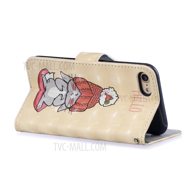 Light Spot Decor Pattern Printing Leather Wallet Case for iPhone SE (2nd Generation)/8/7 - Cartoon Pattern-3