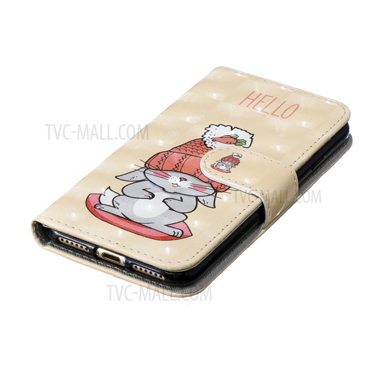 Light Spot Decor Pattern Printing Leather Wallet Case for iPhone SE (2nd Generation)/8/7 - Cartoon Pattern-5