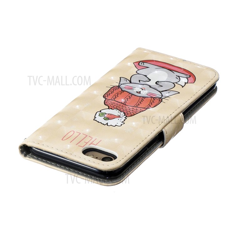 Light Spot Decor Pattern Printing Leather Wallet Case for iPhone SE (2nd Generation)/8/7 - Cartoon Pattern-6