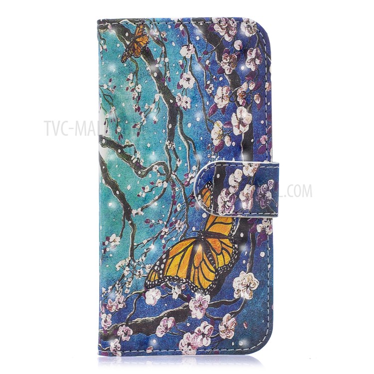 Light Spot Decor Pattern Printing Leather Wallet Case for iPhone SE (2nd Generation)/8/7 - Flower Pattern-1
