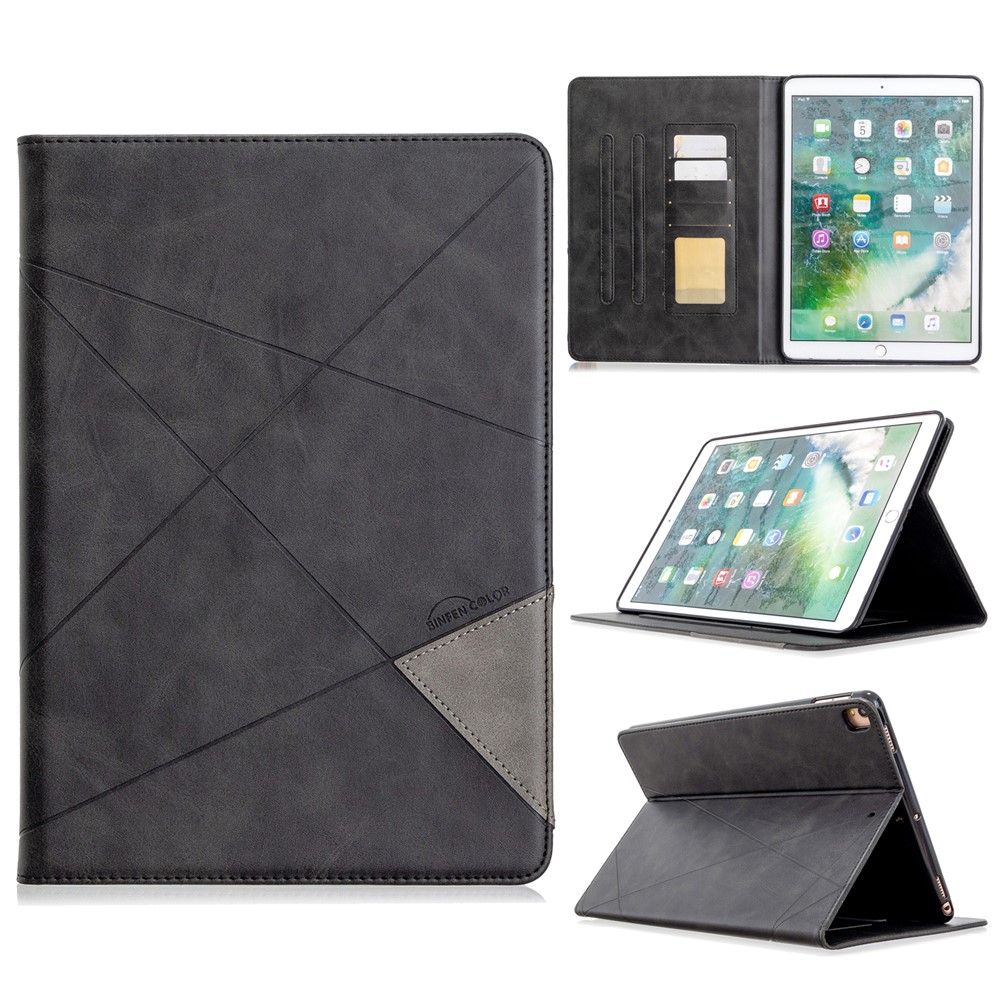 étui en cuir stand de motif géométrique pour ipad 10.2 (2021) / (2020) / (2019) / air 10,5 pouces (2019) / pro 10.5-pouces (2017) - le noir