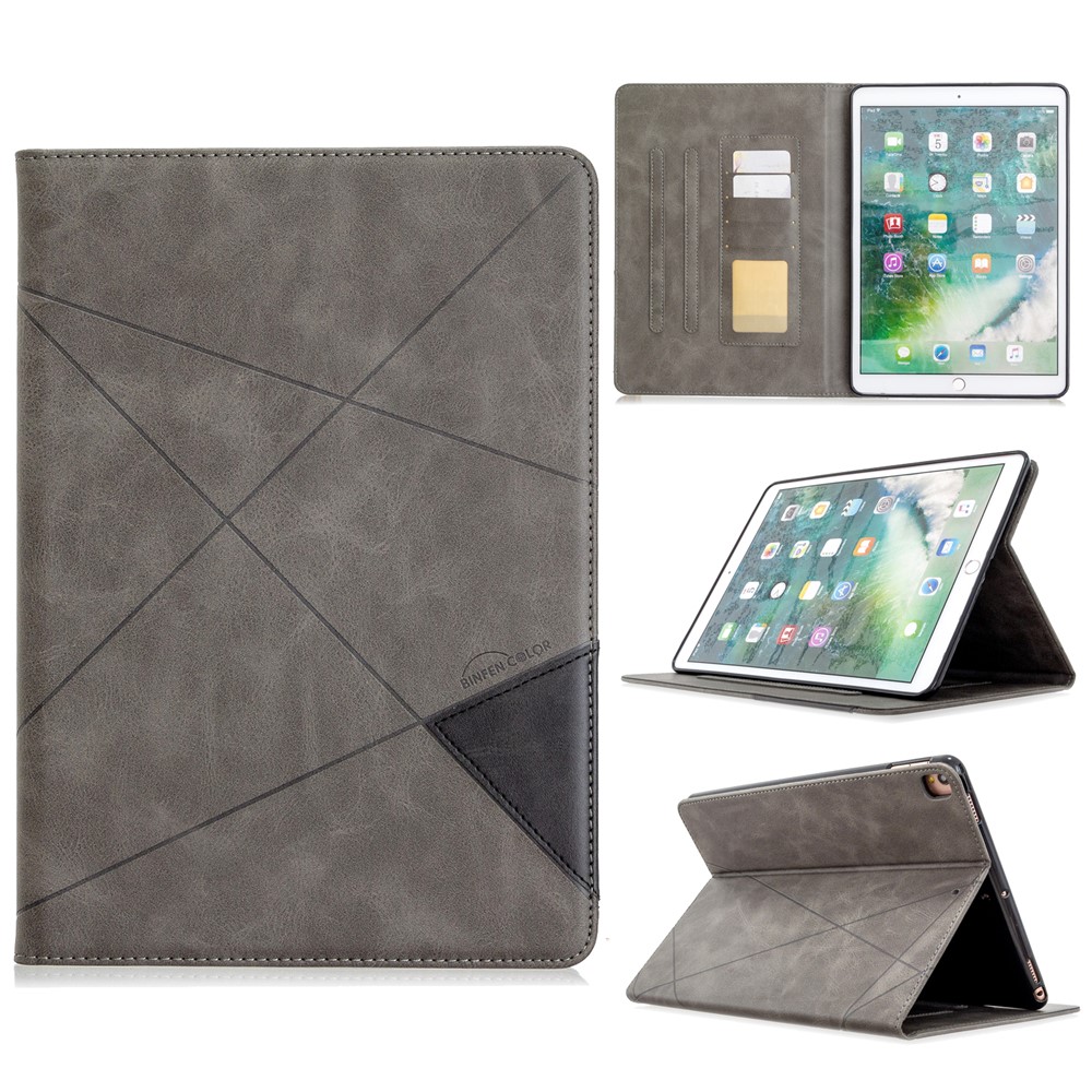 Geometric Pattern Stand Leather Smart Phone Case for Apple iPad 10.2 (2019)/Air 10.5 inch (2019)/Pro 10.5-inch (2017) - Grey-1