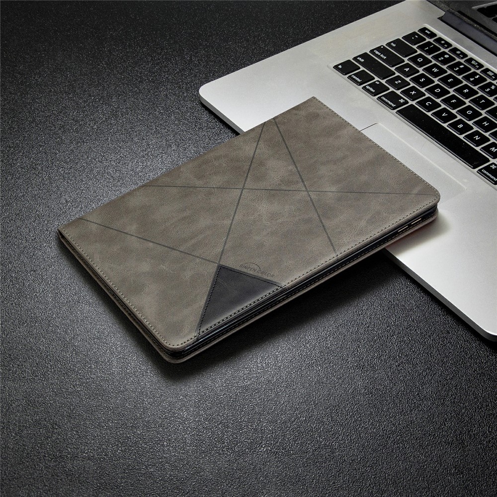 Geometric Pattern Stand Leather Smart Phone Case for Apple iPad 10.2 (2019)/Air 10.5 inch (2019)/Pro 10.5-inch (2017) - Grey-7