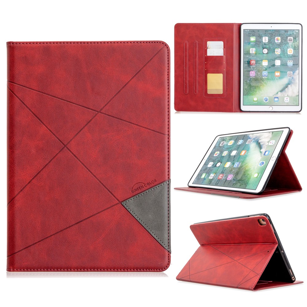 Geometric Pattern Stand Leather Smart Phone Case for Apple iPad 10.2 (2019)/Air 10.5 inch (2019)/Pro 10.5-inch (2017) - Red-1