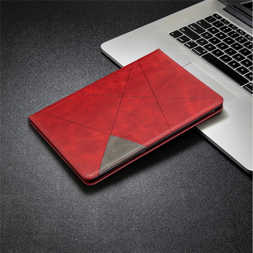 Geometric Pattern Stand Leather Smart Phone Case for Apple iPad 10.2 (2019)/Air 10.5 inch (2019)/Pro 10.5-inch (2017) - Red-7