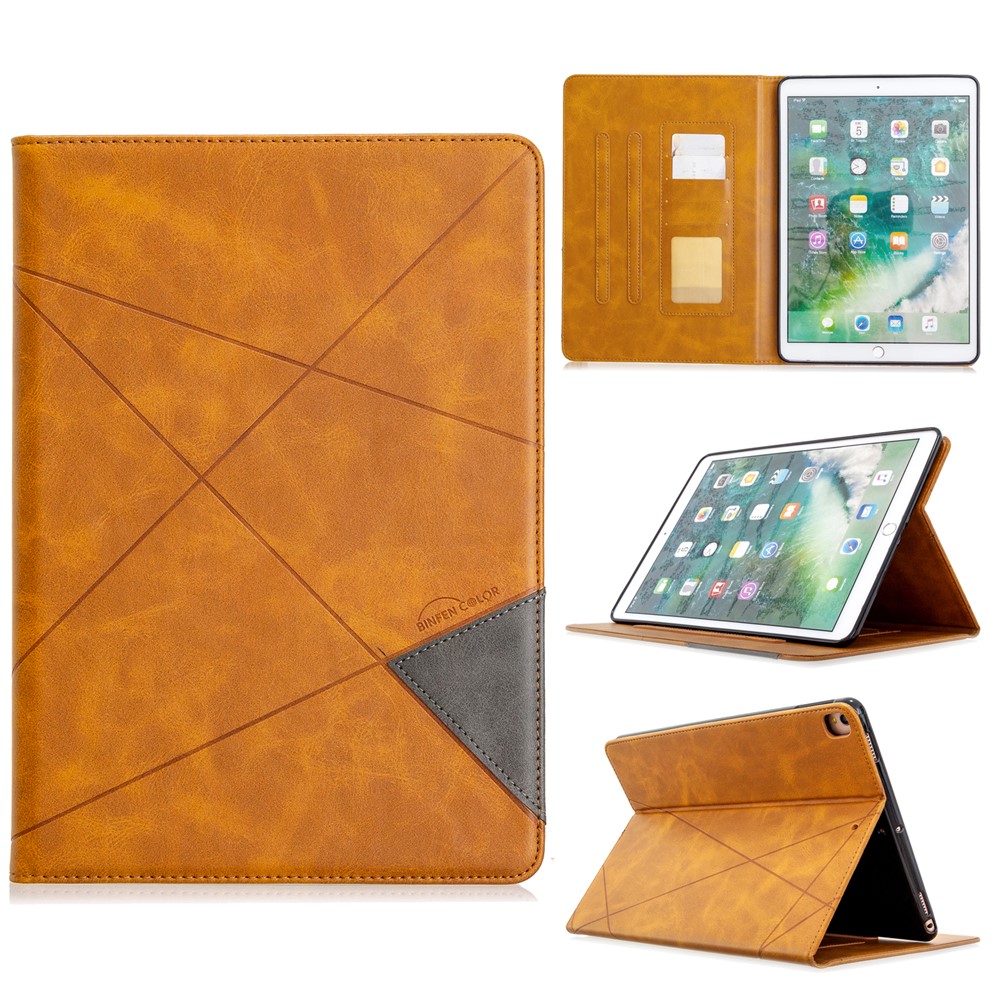 Geometric Pattern Stand Leather Smart Phone Case for Apple iPad 10.2 (2019)/Air 10.5 inch (2019)/Pro 10.5-inch (2017) - Brown-1