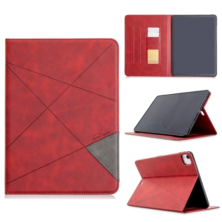 Geometric Pattern Wake/Sleep Leather Stand Case for iPad Pro 11-inch (2020)/(2018) - Red-1