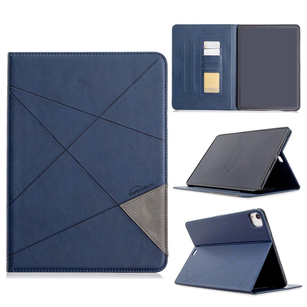For iPad Pro 11-inch (2022) / (2021) / (2020) / (2018) Geometric Pattern Wake / Sleep Leather Stand Case - Blue