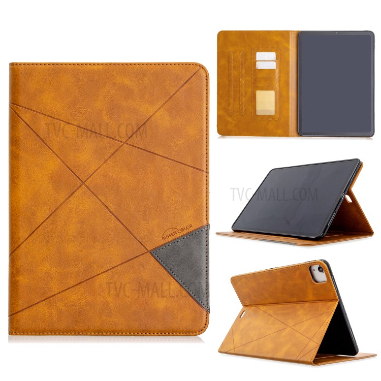 Geometric Pattern Wake/Sleep Leather Stand Case for iPad Pro 11-inch (2020)/(2018) - Brown-1