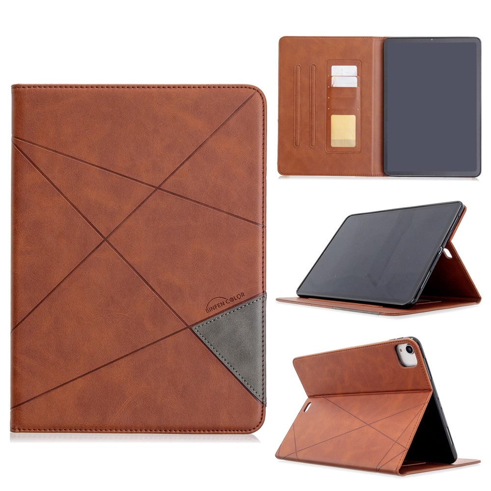 Geometric Pattern Wake/Sleep Leather Stand Case for iPad Pro 11-inch (2020)/(2018) - Coffee-1