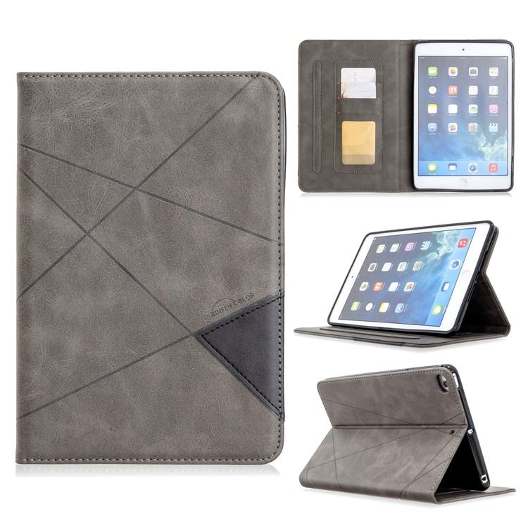 Geometric Pattern Leather Wake/Sleep Tablet Shell for iPad mini (2019) 7.9 inch/mini 4/3/2/1 - Grey-1