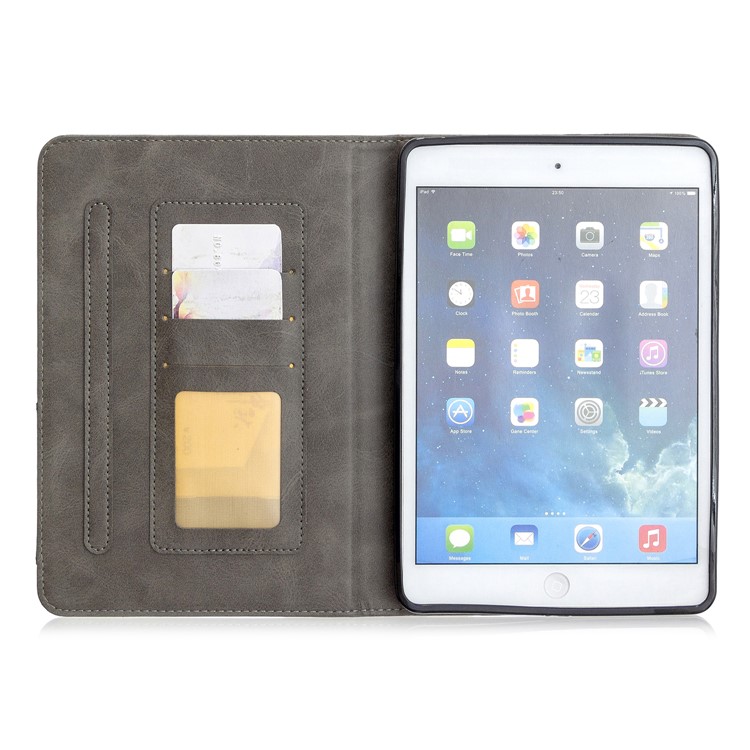 Geometrisches Muster Leder -weck-/schlaf -tablet -shell Für Ipad Mini (2019) 7,9 Zoll/mini 4/3/2/1 - Grau-4