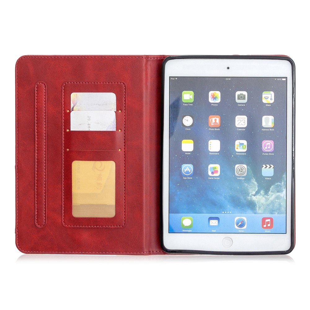 Geometric Pattern Leather Wake/Sleep Tablet Shell for iPad mini (2019) 7.9 inch/mini 4/3/2/1 - Red-4