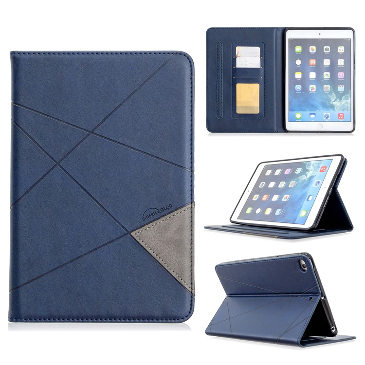 Geometric Pattern Leather Wake/Sleep Tablet Shell for iPad mini (2019) 7.9 inch/mini 4/3/2/1 - Blue-1