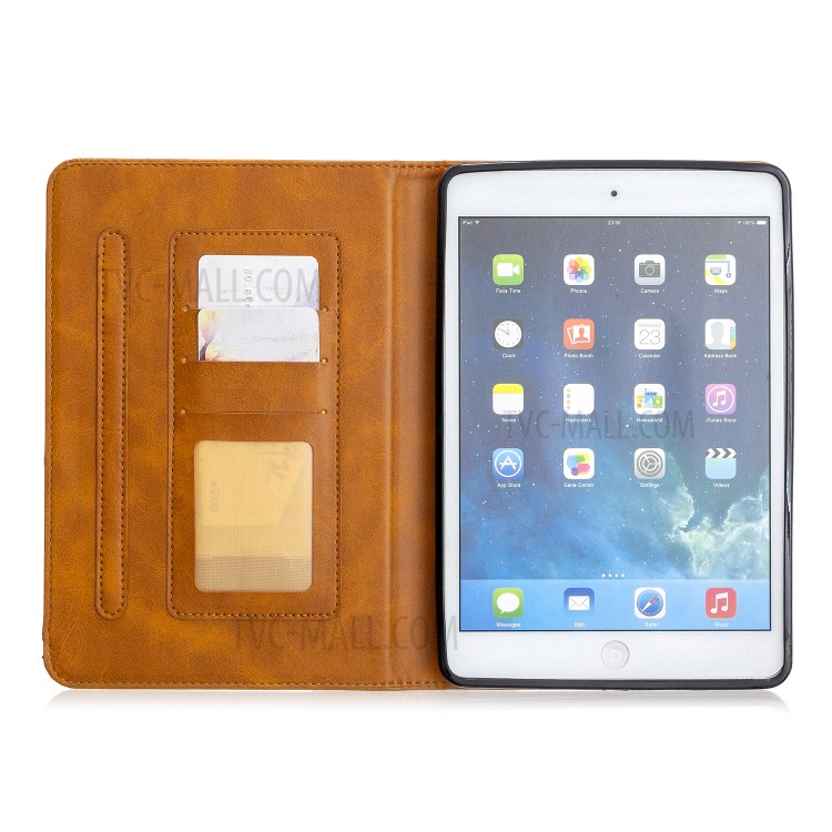 Geometric Pattern Leather Wake/Sleep Tablet Shell for iPad mini (2019) 7.9 inch/mini 4/3/2/1 - Brown-4