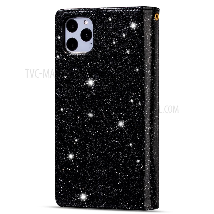 Glittery Starry Style Laser Carving Zipper Wallet Stand Leather Case for iPhone 11 Pro Max 6.5 inch - Black-3