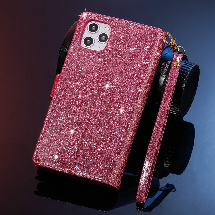 Glittery Starry Style Laser Carving Zipper Wallet Stand Leather Shell for iPhone 11 Pro 5.8 inch - Red-16