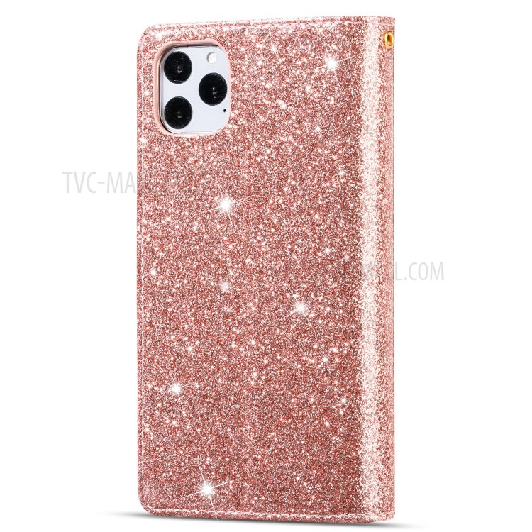 Glittery Starry Style Laser Carving Zipper Wallet Stand Leather Shell for iPhone 11 Pro 5.8 inch - Rose Gold-3