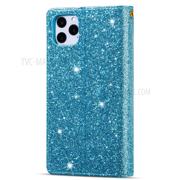 Glittery Starry Style Laser Carving Zipper Wallet Stand Leather Shell for iPhone 11 Pro 5.8 inch - Blue-3