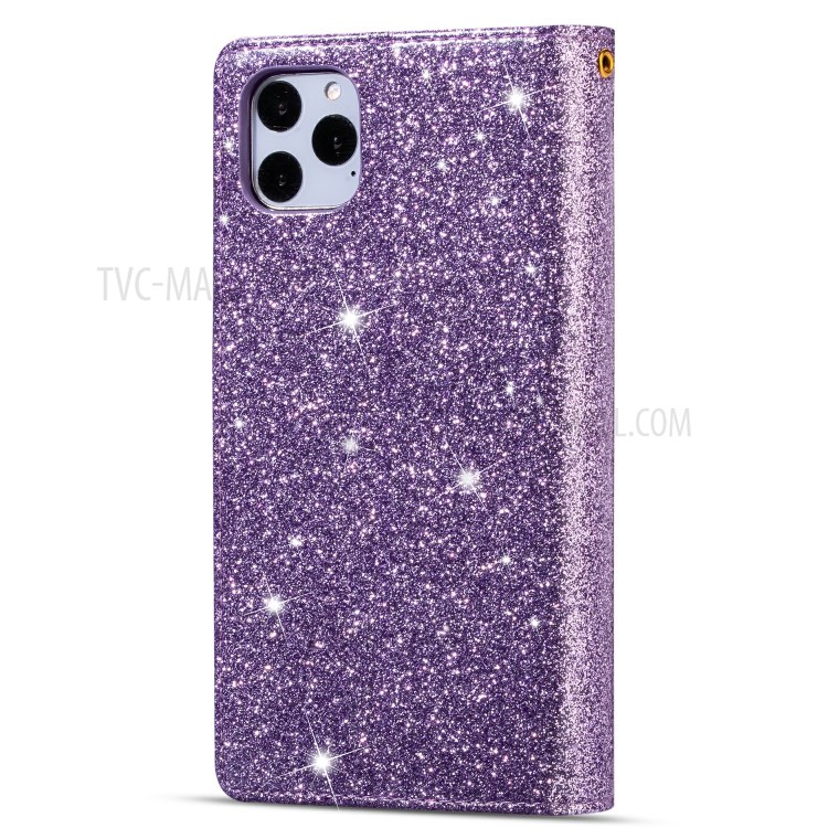 Glitzernde Starry Artlaser Für Iphone 11 Pro 5,8 Inch Reißverschlussmappe Stand Lederhülle Schnitzen - Lila-3