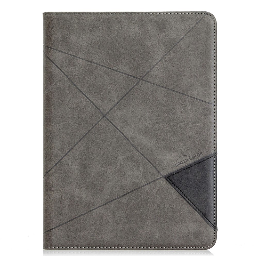 case inteligente de cuero de stand geométrico para ipad air 2/air (2013)/ipad 9.7 pulgadas (2018)/(2017)/pro 9.7 pulgadas (2016) - gris-2