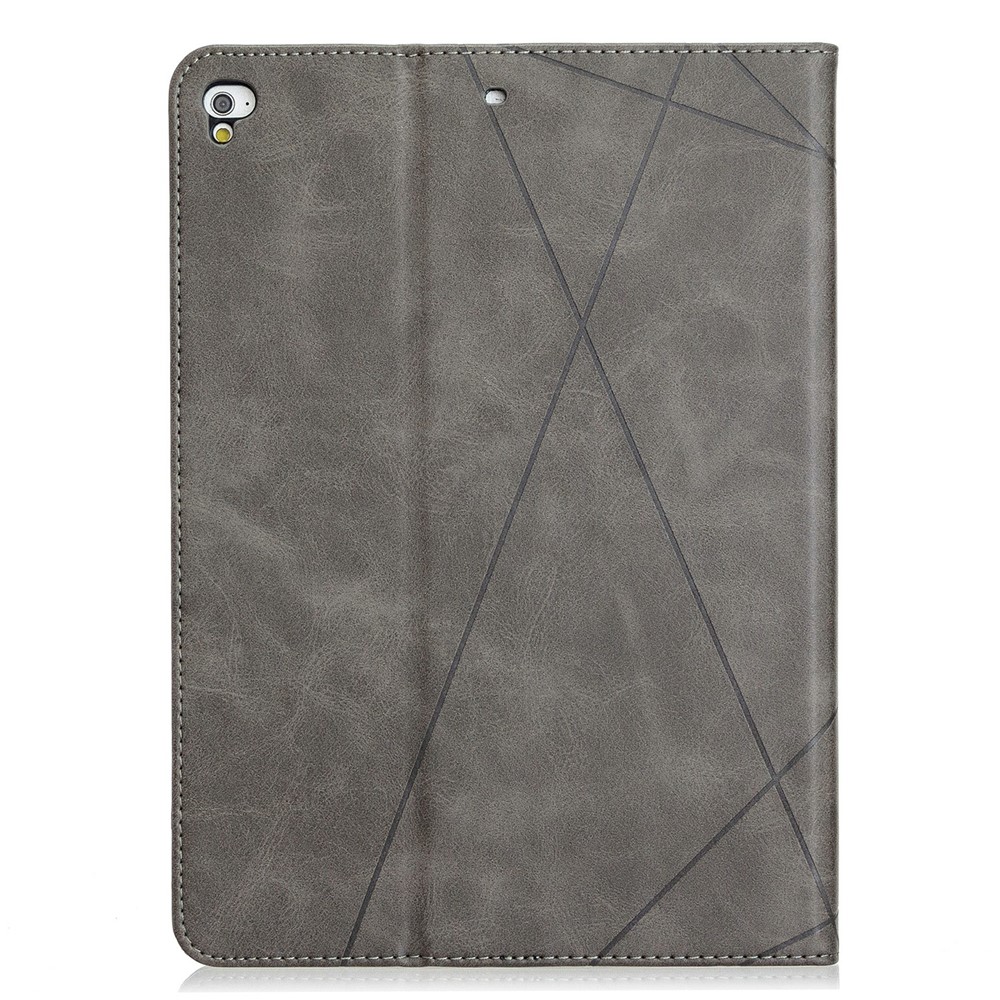 case inteligente de cuero de stand geométrico para ipad air 2/air (2013)/ipad 9.7 pulgadas (2018)/(2017)/pro 9.7 pulgadas (2016) - gris-3