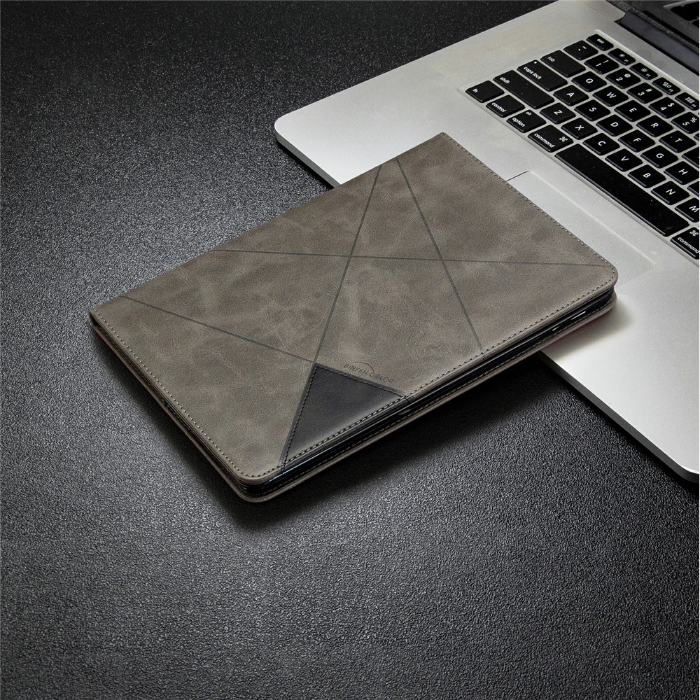 case inteligente de cuero de stand geométrico para ipad air 2/air (2013)/ipad 9.7 pulgadas (2018)/(2017)/pro 9.7 pulgadas (2016) - gris-7