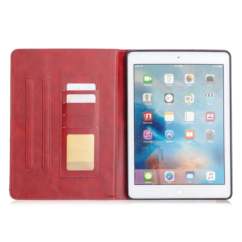 Geometric Pattern Stand Leather Smart Case for iPad Air 2/Air (2013)/iPad 9.7-inch (2018)/(2017)/Pro 9.7 inch (2016) - Red-4