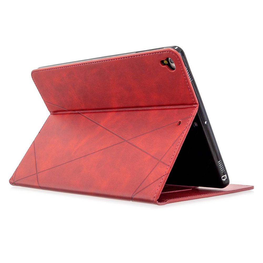 Geometric Pattern Stand Leather Smart Case for iPad Air 2/Air (2013)/iPad 9.7-inch (2018)/(2017)/Pro 9.7 inch (2016) - Red-5
