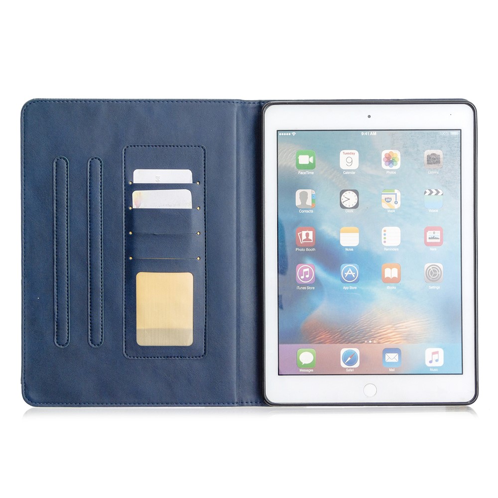 Geometrisches Muster Ständer Leder Intelligenter Fall Für IPAD Luft 2 / Luft (2013) / IPAD 9,7 Zoll (2018) / (2017) / Pro 9.7 Zoll (2016) - Dunkelblau-4