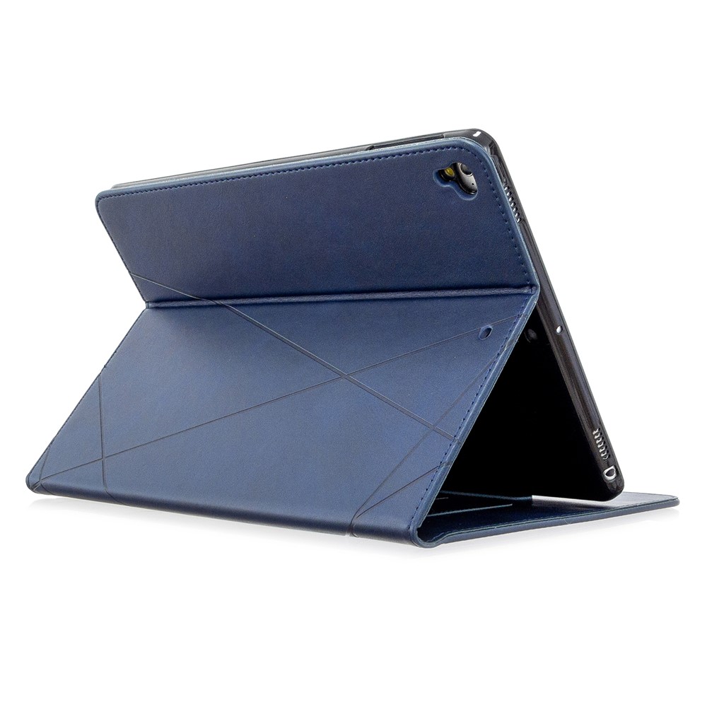 Geometrisches Muster Ständer Leder Intelligenter Fall Für IPAD Luft 2 / Luft (2013) / IPAD 9,7 Zoll (2018) / (2017) / Pro 9.7 Zoll (2016) - Dunkelblau-5