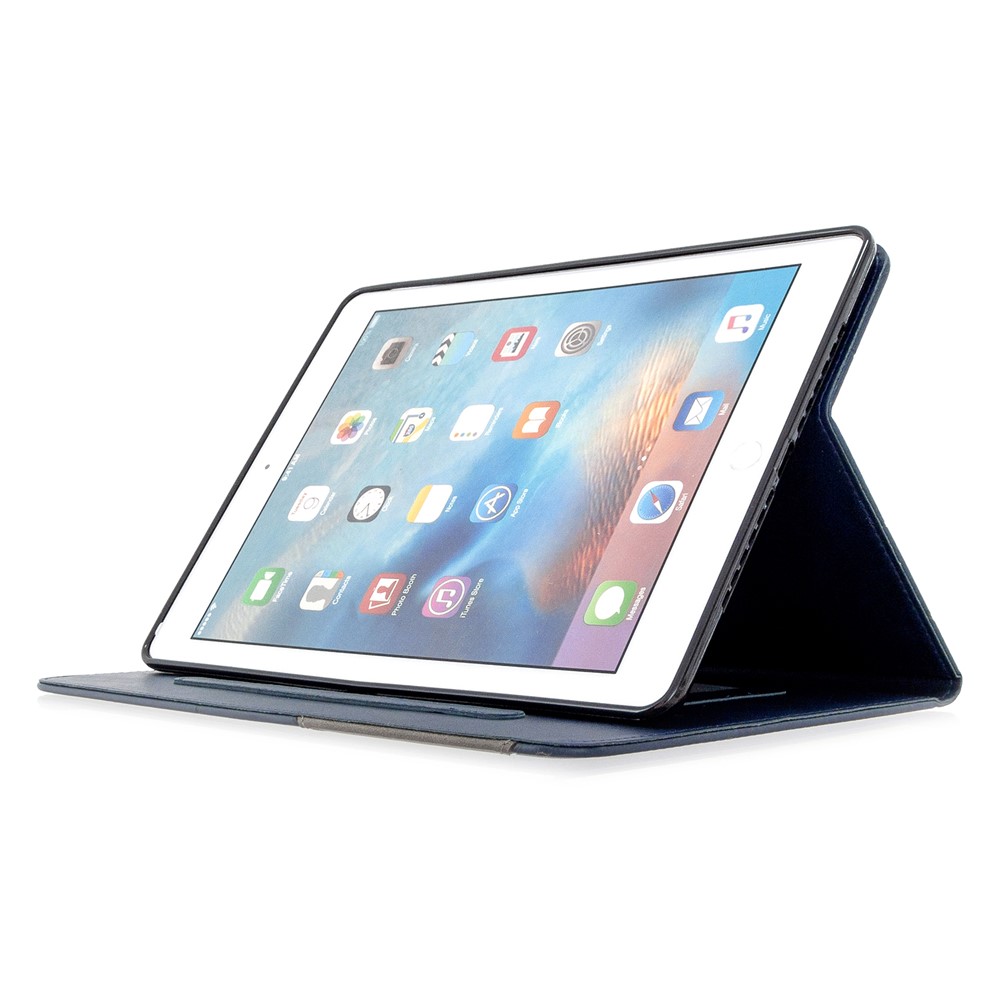 Geometrisches Muster Ständer Leder Intelligenter Fall Für IPAD Luft 2 / Luft (2013) / IPAD 9,7 Zoll (2018) / (2017) / Pro 9.7 Zoll (2016) - Dunkelblau-6