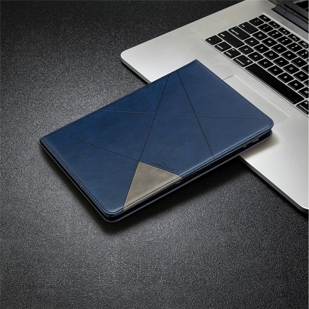 Geometrisches Muster Ständer Leder Intelligenter Fall Für IPAD Luft 2 / Luft (2013) / IPAD 9,7 Zoll (2018) / (2017) / Pro 9.7 Zoll (2016) - Dunkelblau-7